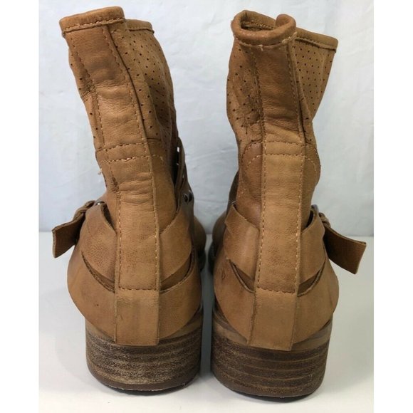 Marc Fisher Womens Rosan Ankle Boots Brown Buckle Perforated Pull On 5.5 M - Picture 4 of 10